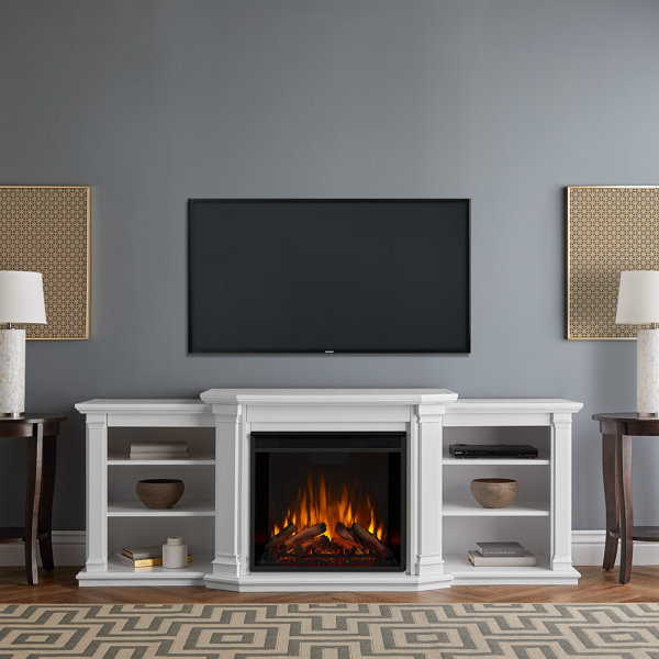 Real Flame Valmont TV Stand for TVs up to 85" with Fireplace Included